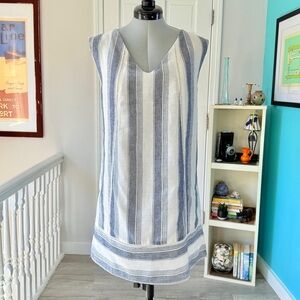 NEW with TAGS Anthro Paper Crane Linen Blend Striped Tunic Dress (size L)
